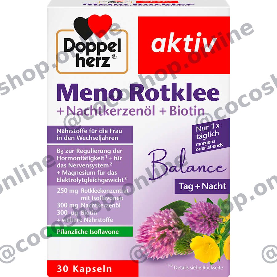 کپسول یائسگی شبدر قرمز + روغن گل مغربی + بیوتین، ۳۰ عدد