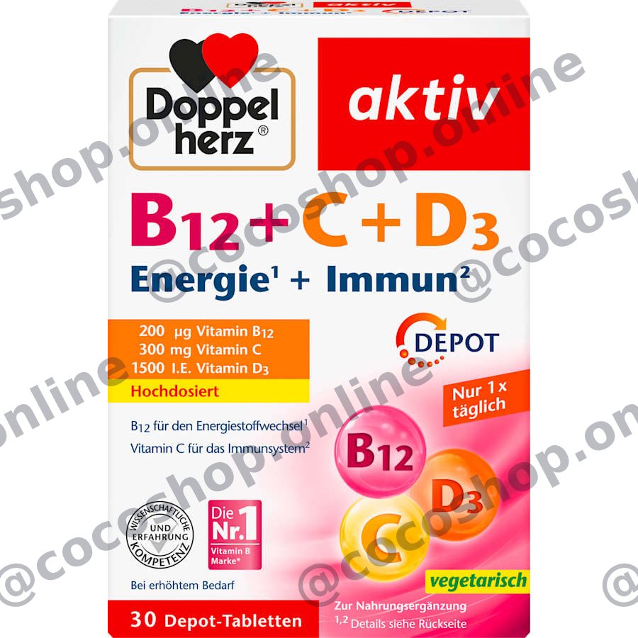 قرص ویتامین B12 + C + D3، ۳۰ عدد