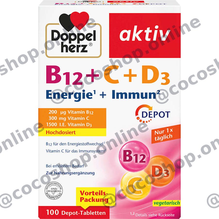 قرص B12 + C + D3 انرژی + ایمنی، ۱۰۰ عدد