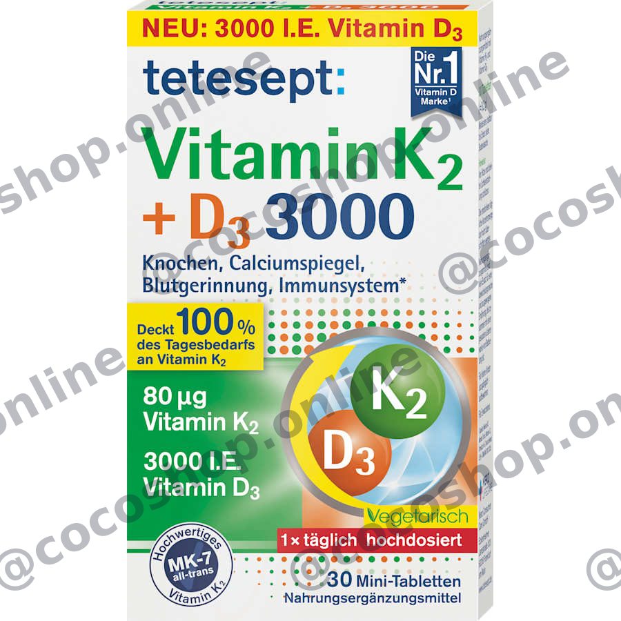 قرص کوچک ویتامین K2 + D3 ۳۰۰۰، ۳۰ عدد